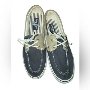 Sperry Men's canvas Rawhide laces Twill upper Navy and Tan Boat Shoes